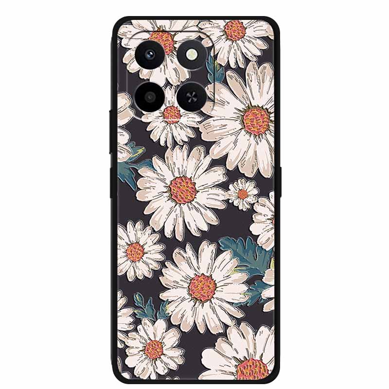3D Case For Honor X7d 5G Case X 7 d Coque 6.77" Emboss Flowers Black Silicone Soft Back Cover For Honor X7d 4G Cases Shell Funda