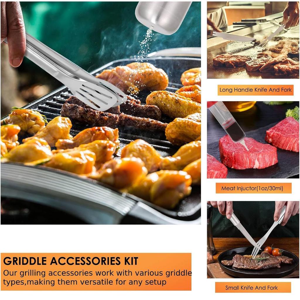 35-teiliges BBQ-Grillzubehör-Set, Robuste Grillwerkzeuge für Camping im Freien, Grillgeschenke zum Vatertag, Männer Väter, Grillbesteck-Set