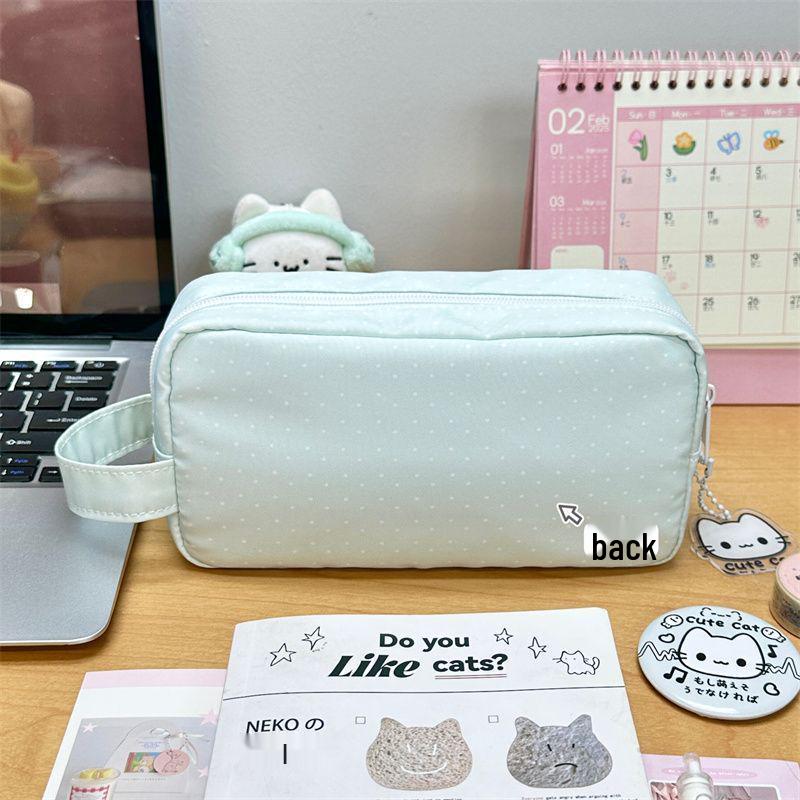 Korean Style Green Star Cute Kitten Multi-functional Pencil Case for Middle School Students