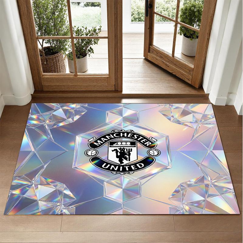 Manchester United Design Crystal Velvet Rug Soft Decorative Mat for Bedroom Entrance