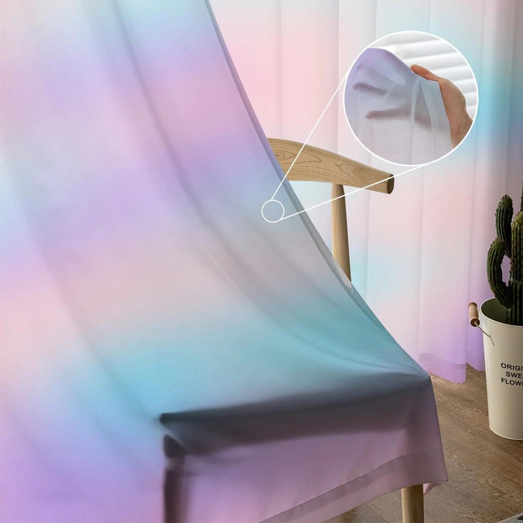 Regenbogen Farbverlauf Gardinen Fenster Tüll Vorhänge für Wohnzimmer Schlafzimmer für Küche Vorhänge Dekoration
