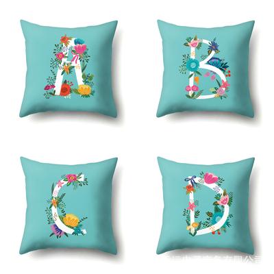 Polyester Pillowcase Flowers Fresh Home Decoration Print Pillowcase 26 English Letter Cushion Cover