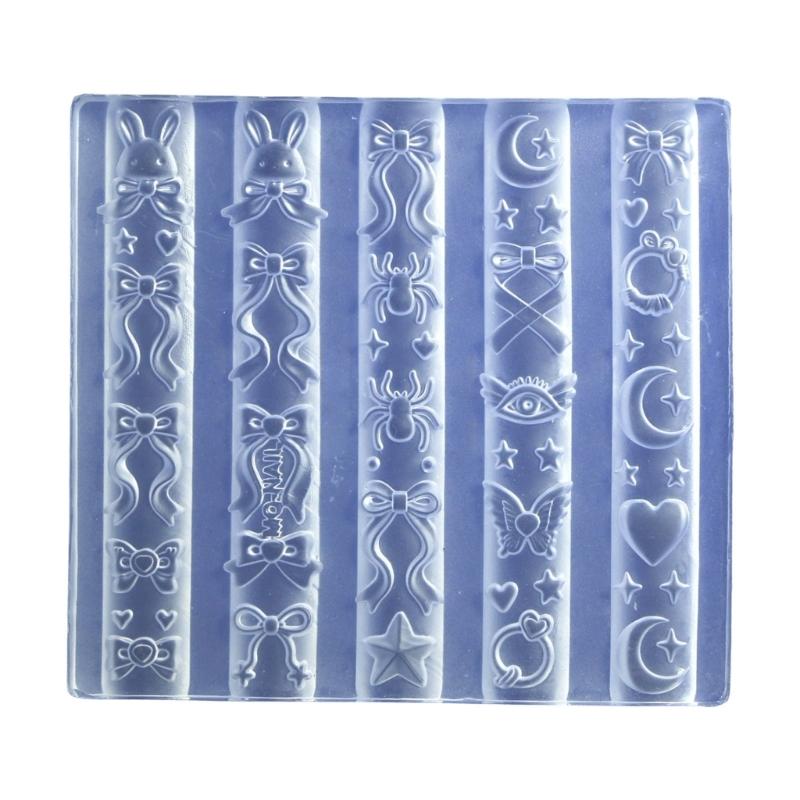 Silicone Nail Art Mold Flexible 3D Embossed Shaping Tool for DIY Nail Decoration, Salon Work and Small Craft Projects