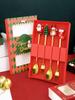 Christmas Spoon And Fork Sets Stainless Steel Tableware Coffee Tea Dessert Spoon And Fork Xmas Gifts For Guest New Year Gifts