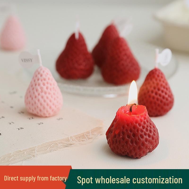 Strawberry Scented Soy Wax Candle - Creative Fruit-Shaped Home Decor for Parties and Birthdays