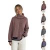 Women's Striped Knit Scarf Pullover Sweater, Color Block Casual Top for Fall and Winter