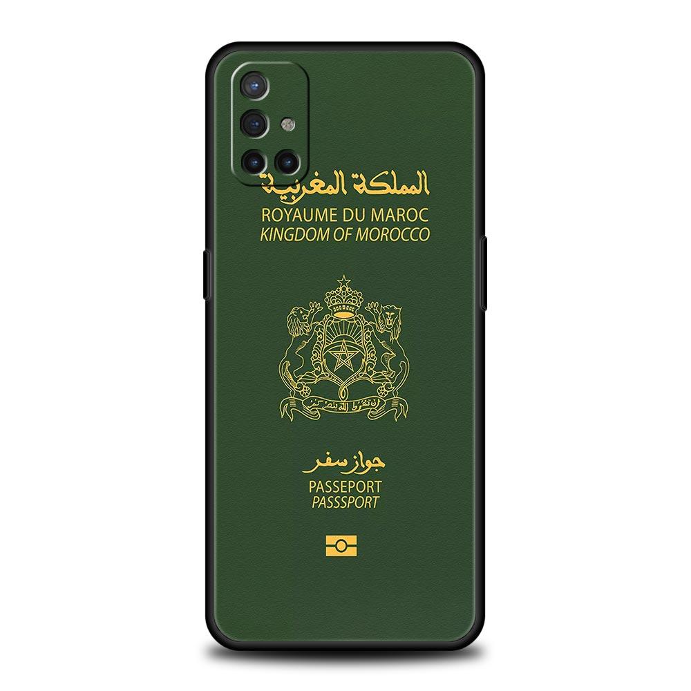 Morocco Flag Passport For OnePlus 10 Pro 9 8T 8 Nord N10 7 7T 9R Phone Case For 1+ Nord 2T CE 2 N100 N200 Z 5G Soft Black Cover