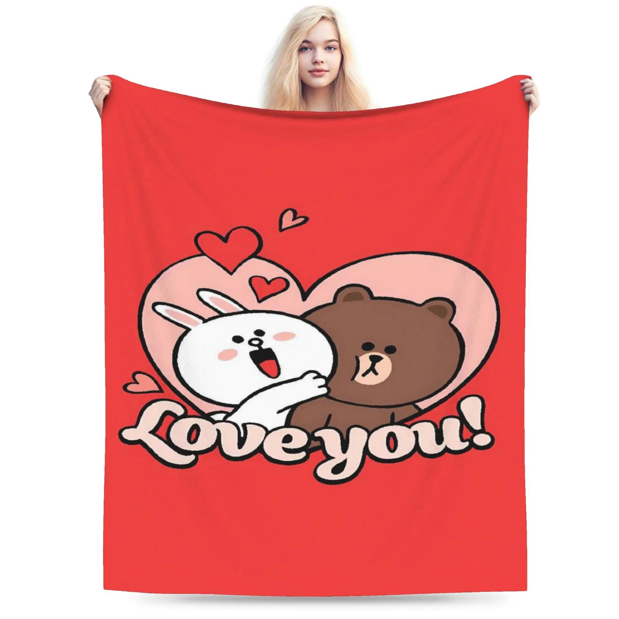 Soft Warm BlanketStudents Decorative Brown and Cony Throw Blanket Flannel Bedspread For Outdoor Novelty Sofa Bed Cover 70x100cm