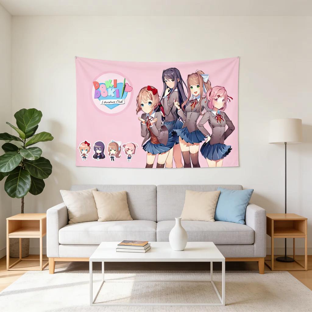 1pc DDoki LLiterature CClub Tapestry INS Style Cute Anime Ideal for Bedroom Dorm Game Room Kawaii Anime Home Wall Decor