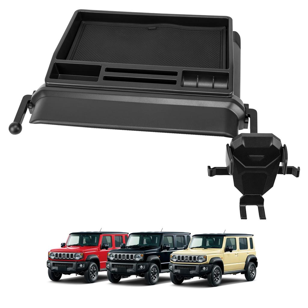 TELLIKA Dashboard Tray with Navigation Visor for the New Jimny Nomad JC74 Includes Smartphone Cell Phone Coin Storage and Car Custom Parts (5-Door) -