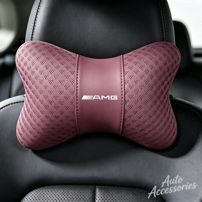 CRY1 Ice Silk Car Seat Neck Pillow Headrest Rest Support Cushion Pad For Mercedes Benz Amg A GLC GLA GLE W205 W212 X156 W166 Sticker
