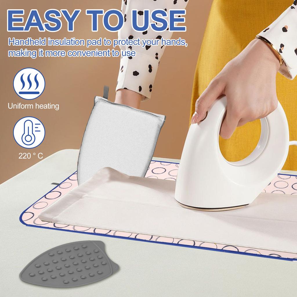 Ironing Board and Gloves Ironing Pad Double Use Portable Heat Resistant Household Travel Garment Steamer Ironing Protector