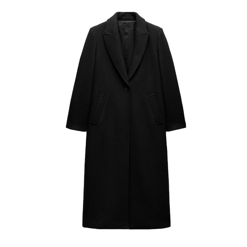 

Fall and Winter New Arrival Women s Wool Blend Long Lapel Work Clothing Coat Outwear 9731147 2046168 Black L