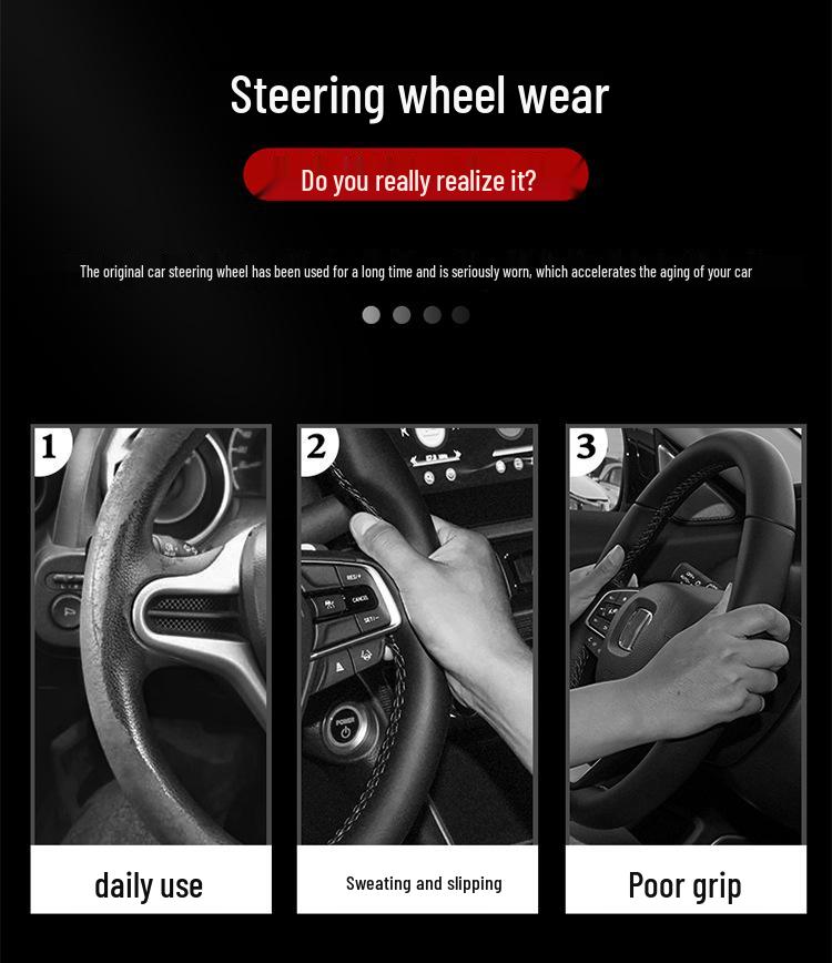Genuine Leather & Suede Carbon Fiber Steering Wheel Cover for Hongqi H5/H9/EQM5/H7/EHS9