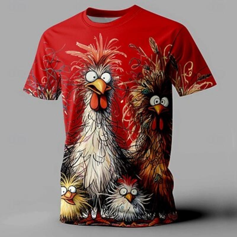 

Футболка Rooster Funny Retro Vintage Casual Street Style для мужчин с 3D-принтом, спортивная, для отдыха, на выход, с коротким рукавом и круглым вырезом 3XL