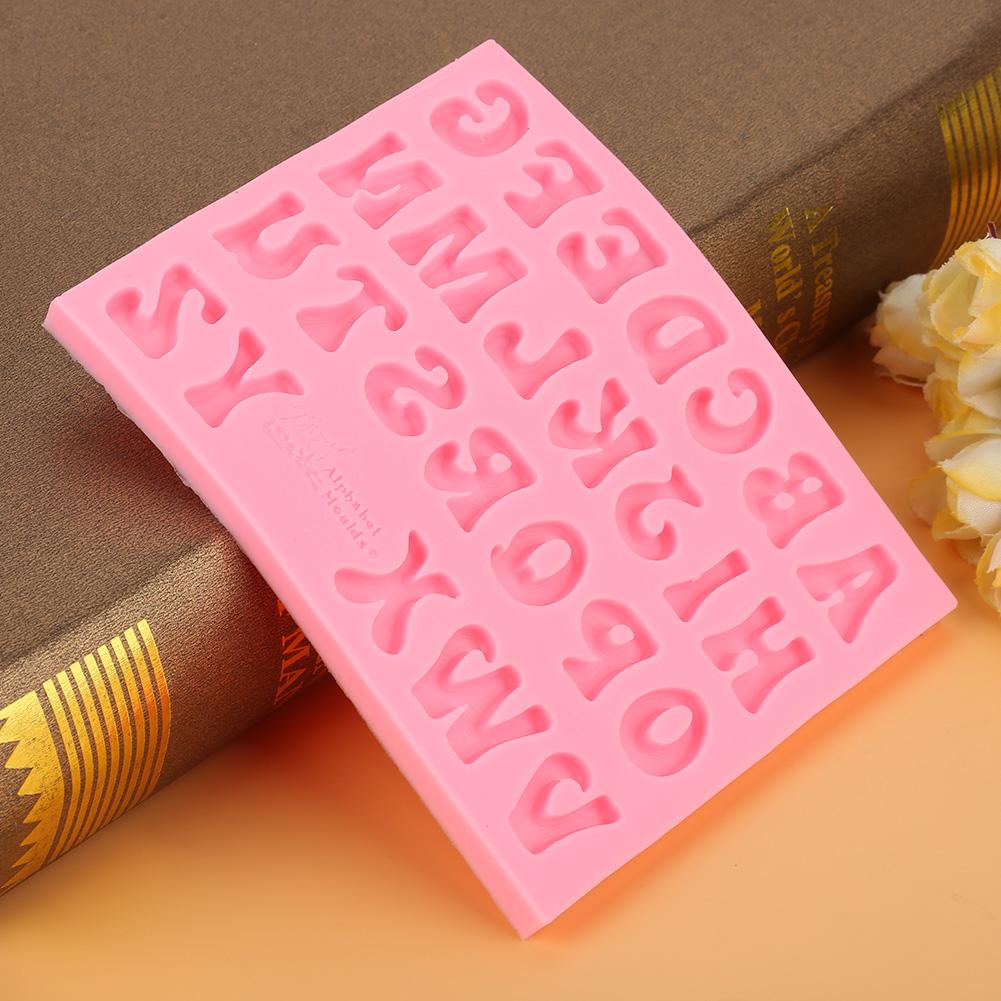 Silicone Mold Alphabet 26 Letters Pink Handmade DIY Mould Tool