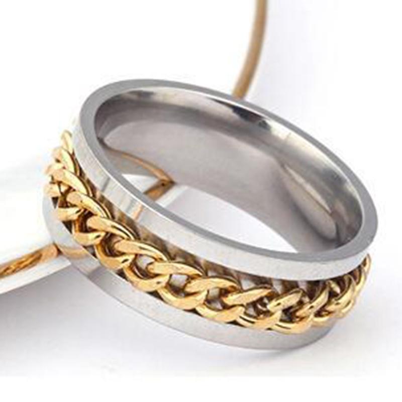 ZHOUYANG Anxiety Ring For Men Spinner Cuban Chain Punk Fidget Rings Titanium Steel Hip Hop Jewelry Accessories Wholesale KAR028