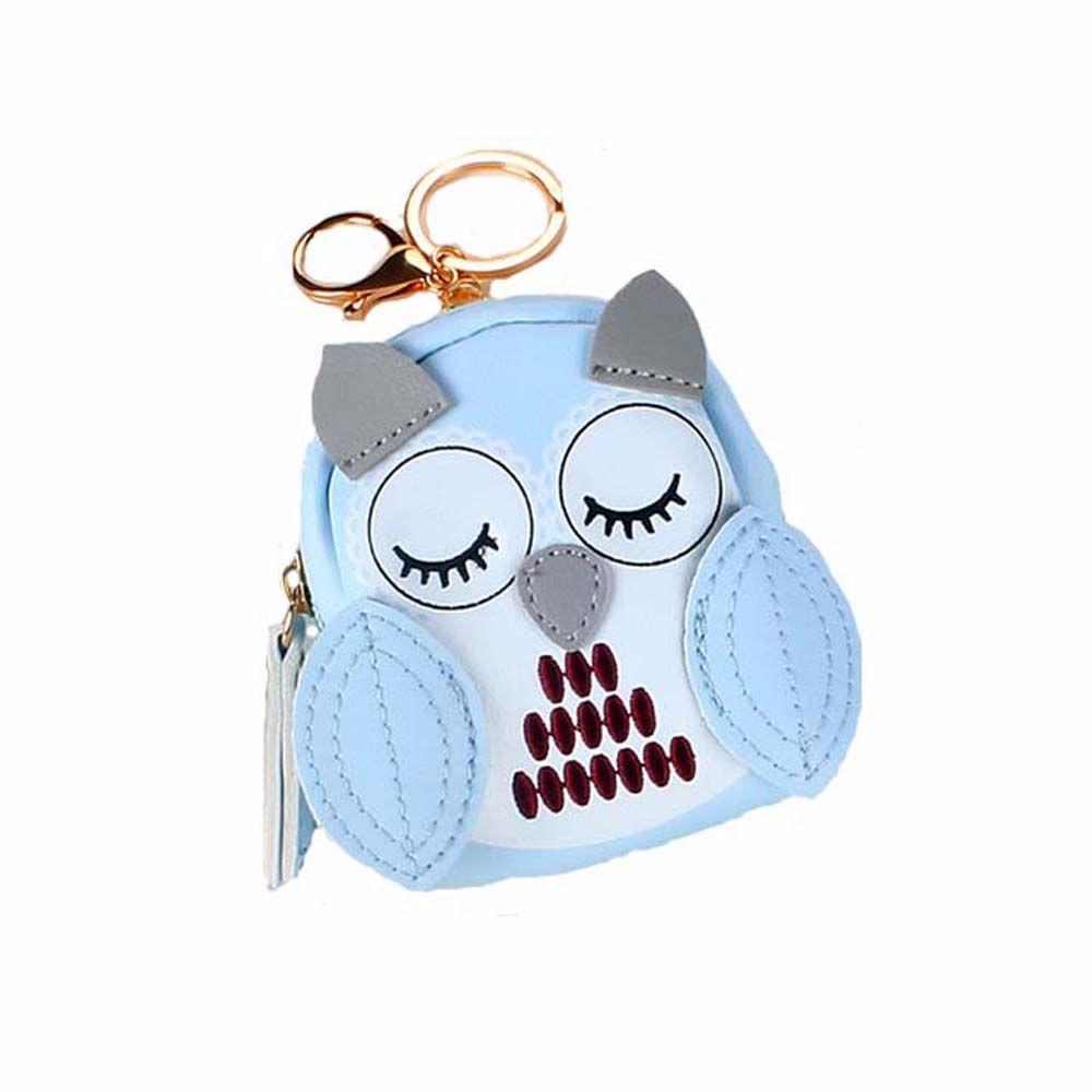Key Holder Lady Wallet Short Purses Cartoon Car Key Chain Key Bag Owl Coin Purse School Bag Pendant