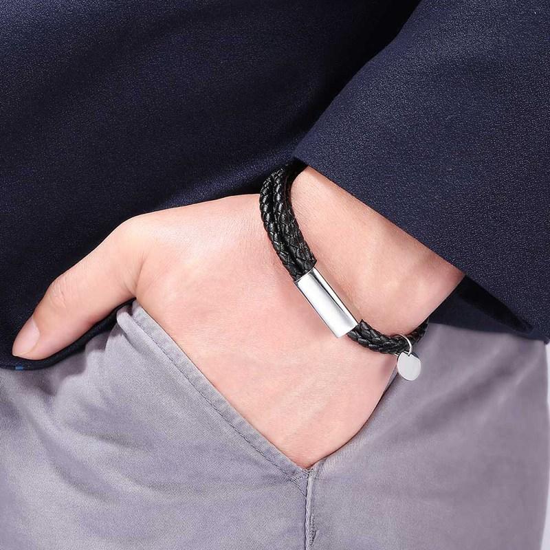 Bracelets en Cuir Véritable à Longueur Ajustable pour Hommes et Femmes, Multicouche, Corde Tressée, Manchette, Bijoux de Mode pour Couple, Cadeaux