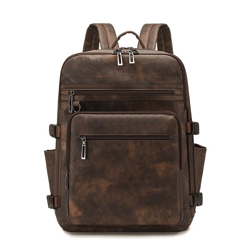 Новый кожаный деловой рюкзак Корейская версия Модный ретро-рюкзак Простой однотонный Модный дорожный рюкзак