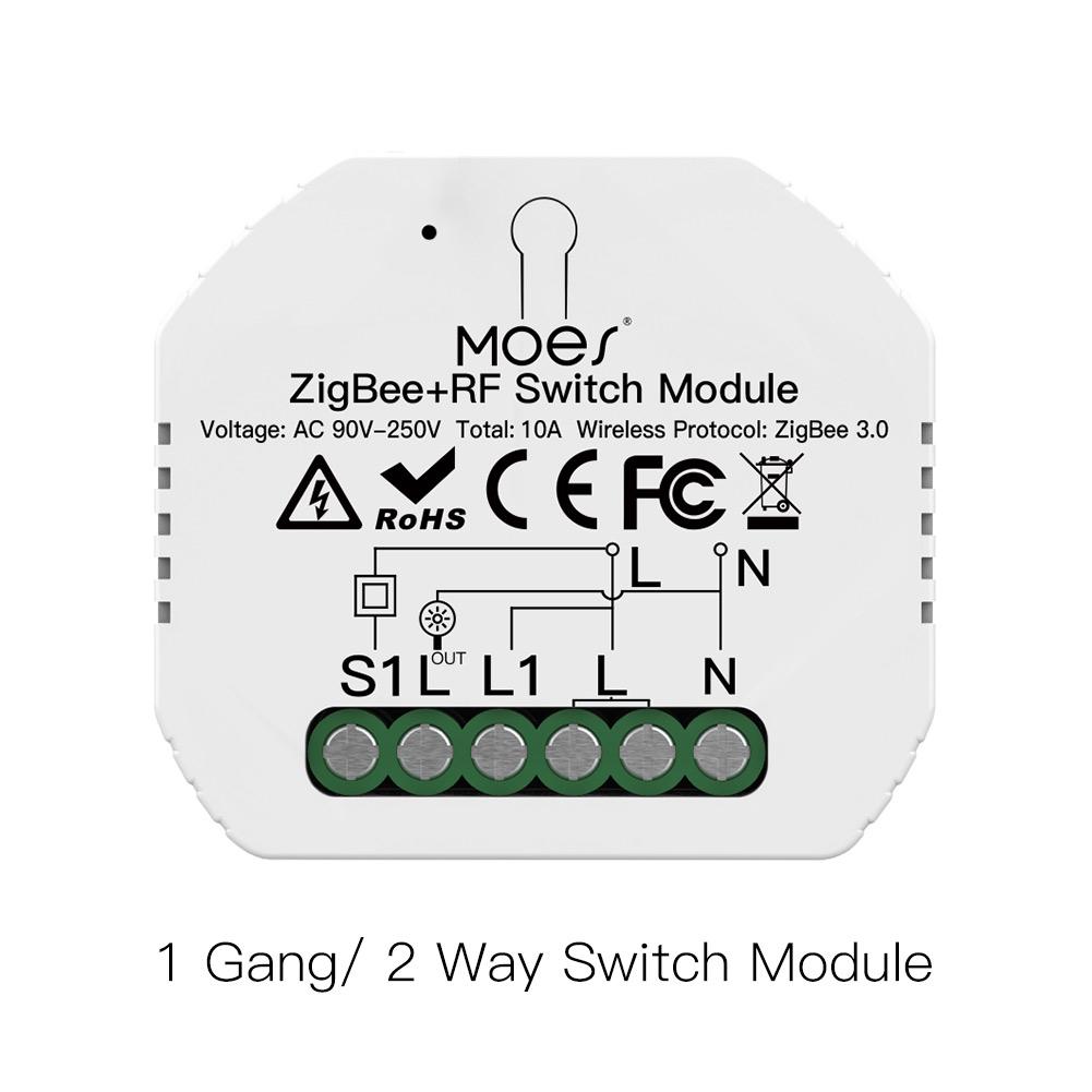 MOES Mini Smartlife Wireless Remote Tuya Zigbee 3.0 RF 433 Smart Wall Light Switch Relay Module