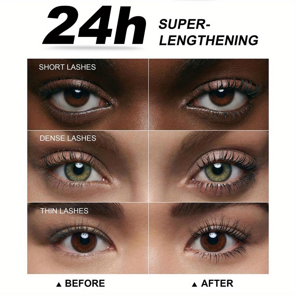 Zwarte mascara Volume en krul zonder vlekken Langdurig waterbestendig en zweetbestendig Zachte borstel Eenvoudig te gebruiken Mascara met volledig effect