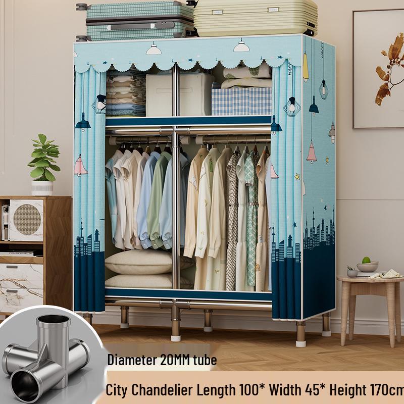 Sturdy Reinforced Steel Frame Fabric Wardrobe for Home & Bedroom Use