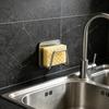 Sponge Rack Rustproof Stainless Steel Sponge Holder with Strong Adhesive No Punch Quick Drain Organizer for Kitchen Sink