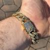 Punk-Stil Geometrisches Silberfarbenes Edelstahlarmband für Männer Persönlichkeit Glänzend Vollzirkon Armreif Hip Hop Rock Schmuck