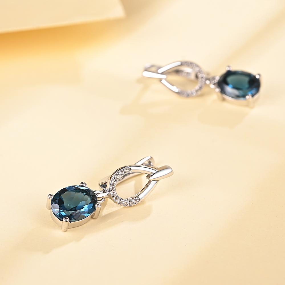 925 sterling silver Natural London blue topaz gemstone Earring Ring pendant necklace fine jewelry for women Anniversary and Engagement Gift