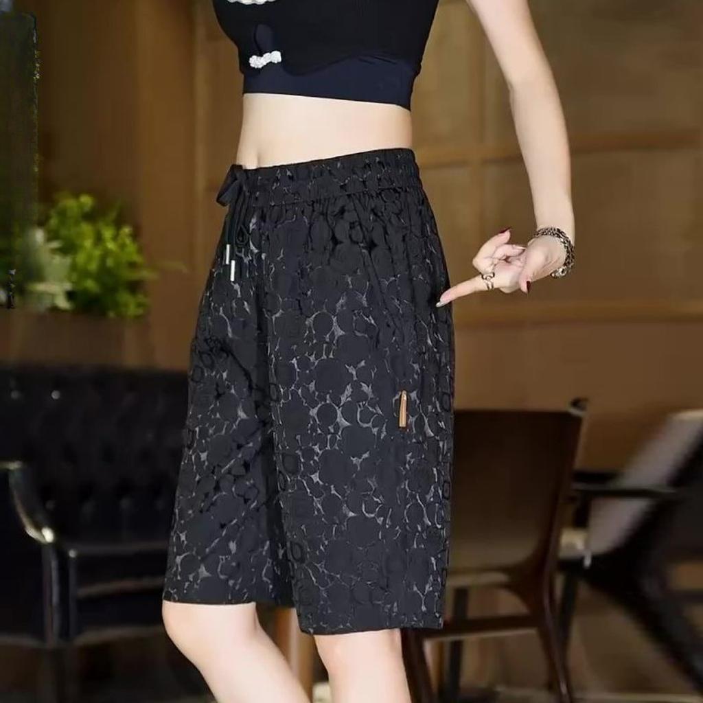 Jacquard Ice Silk Five-point Pants Men's Straight Loose Summer Casual Shorts Quick-drying All-match Breathable Pants