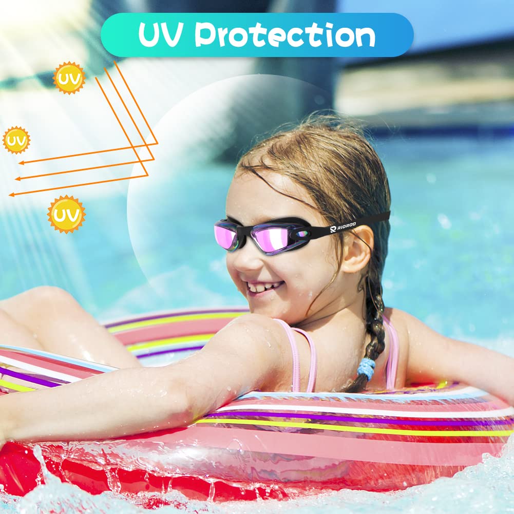Kids Swimming Goggles Professional Anti-Fog/UV Protection No Leakage for 3-14 Years Girls Boys Swimming Goggles Gift Case