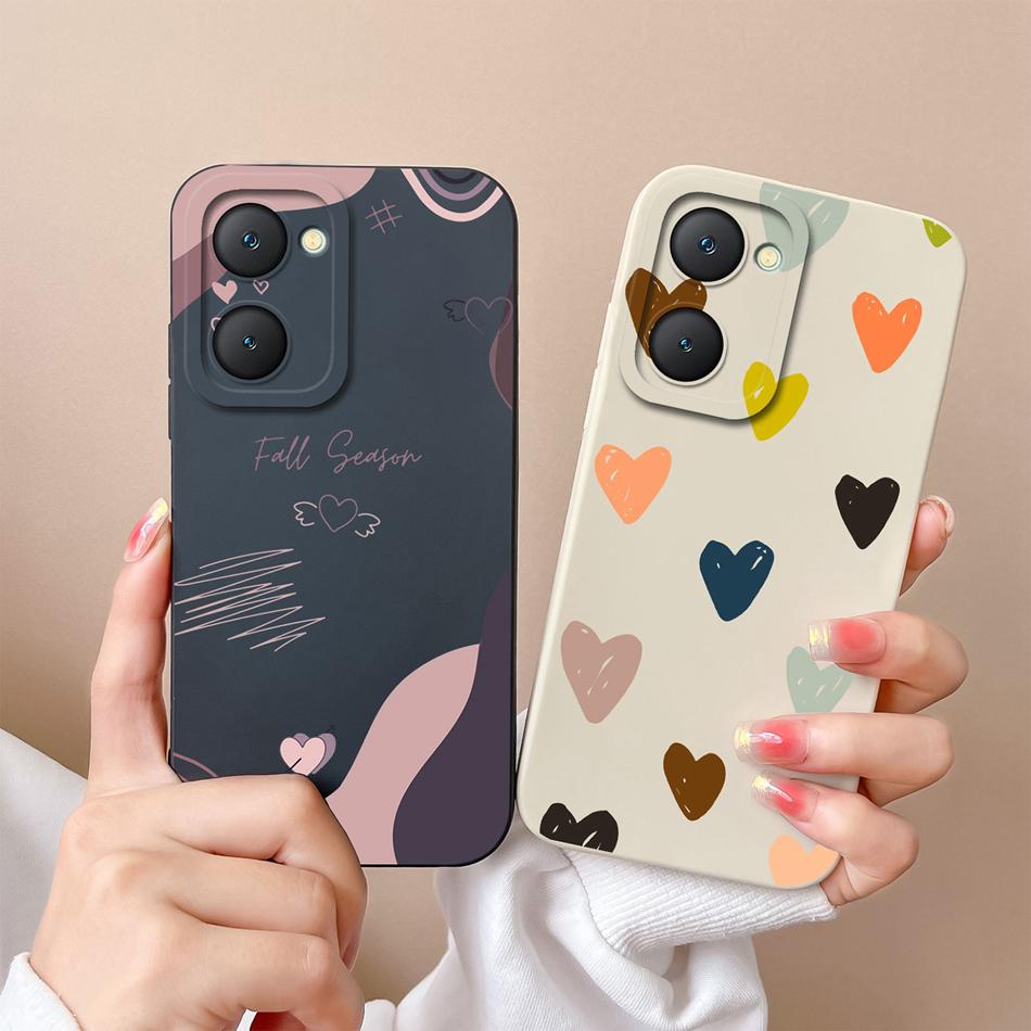 For Vivo Y03 4G Phone Case Butterfly Cute Cat Lightweight Liquid Silicone Camera Protection Back Cover For Vivo Y 03 Funda Shell