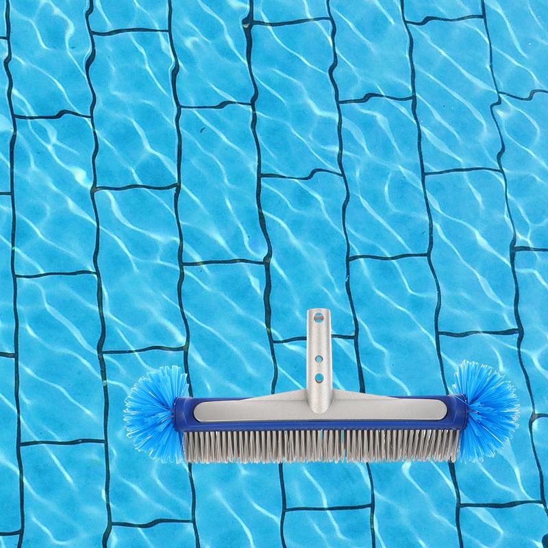 Aluminum Handle Swimming Pool Brush Head With Corner Cleaning Brush Semi-Spherical Bristles Pool Tile Scrubber Brush