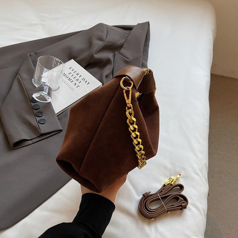 French Style Versatile Suede Handbag Women's Casual Crossbody Bag Retro Texture Single Shoulder Bag Neutral Minimalist Style