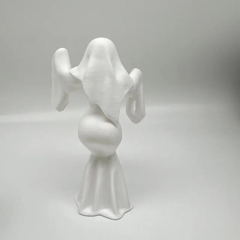 Creative 3d Printing Horror Ghost Girl Statue White Dress Ghost Styling Halloween Party Home Office Desktop Decoration Ornaments