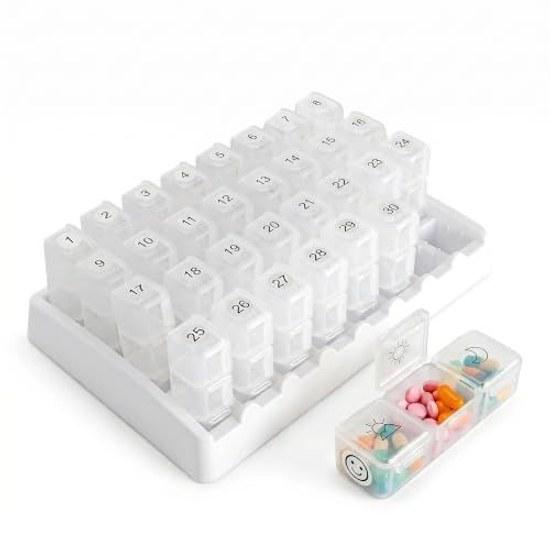 31-Day Smile Pill CasePill CaseMedicine Organizer BoxOne Month SupplyPrevention Missed DosesPrevention Double Doses