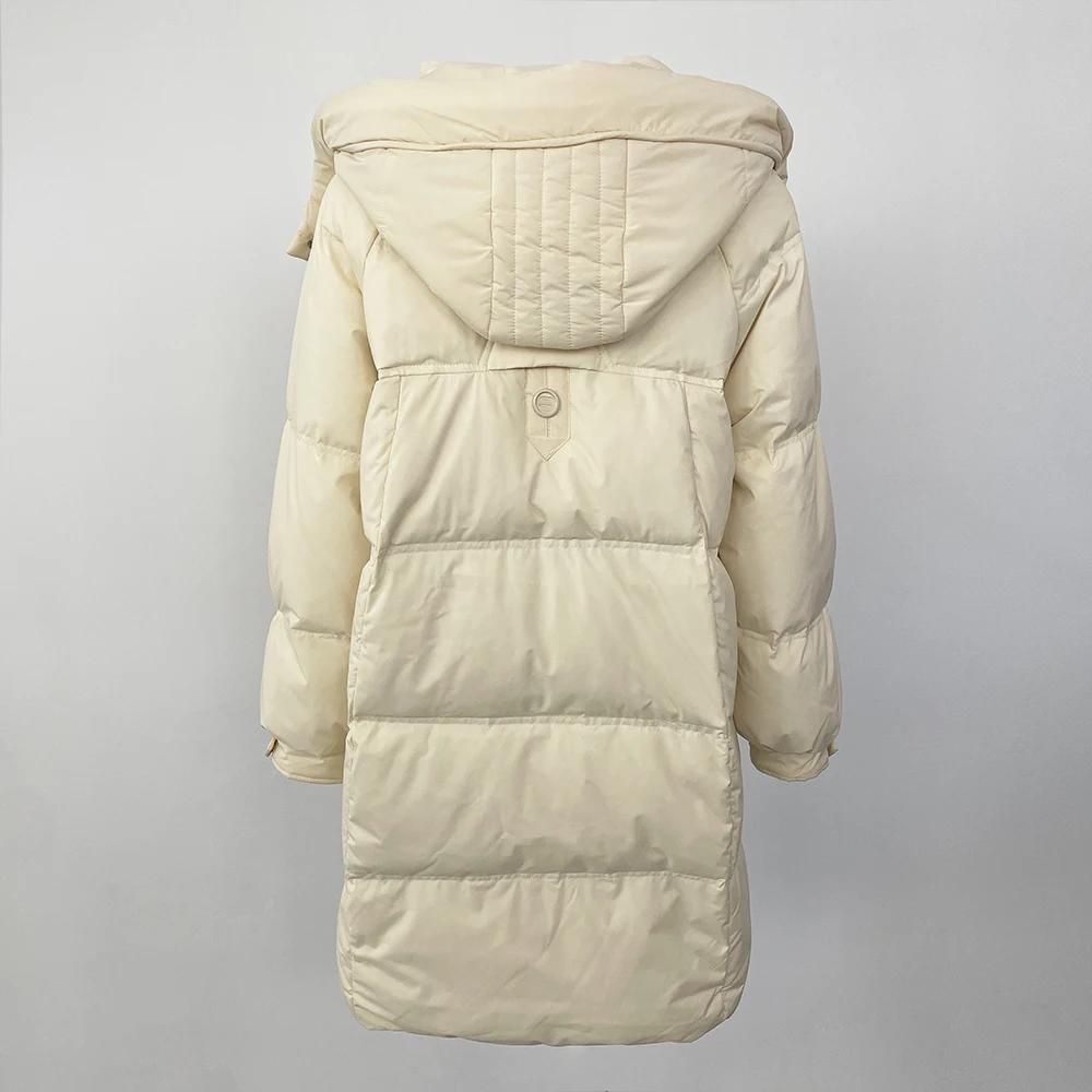 OFTBUY Осень-зима 90% белый утиный пух теплая куртка женская пуховик средней длины пальто — фото 15