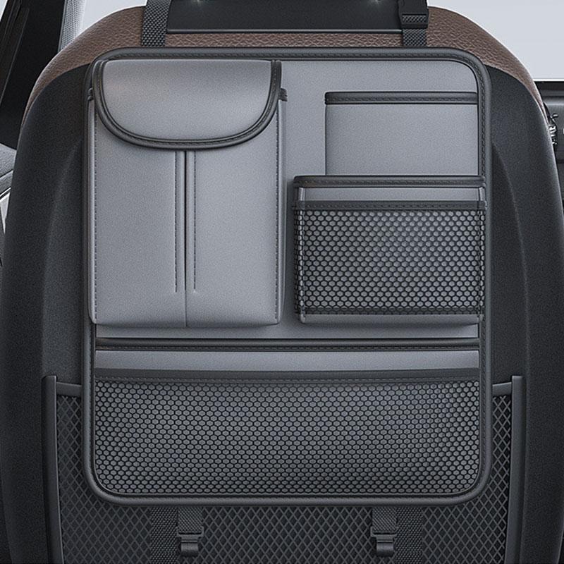 Quality Leather Car Organizer Seatback Storage Bag Cup Holder/Double Side Multi-pocket Auto Middle Seat Hanging Bag Tissue