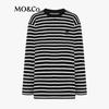 MO&Co. Women's Merino Wool Striped Long-Sleeve Top