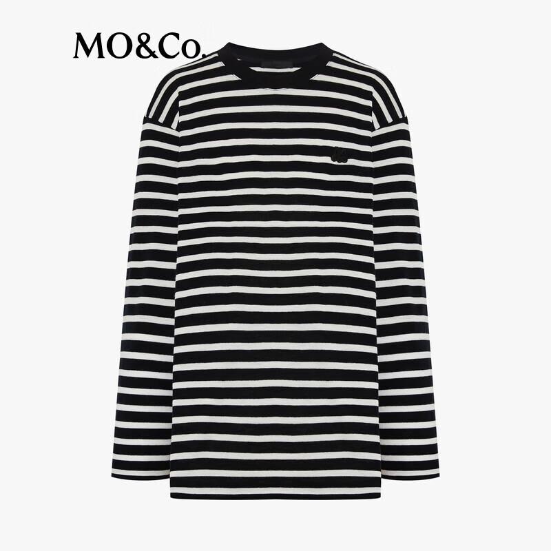 MO&Co. Women's Merino Wool Striped Long-Sleeve Top