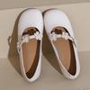 Fashion Elegant Womens Cow Leather Flats Shoes Soft Soled Square Toe Ballets Ladies Office Work Barefoot Loafers Floral Strap Mary Janes