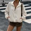 Women's Fashion Casual Solid Color Print Fall Winter Long Sleeve POLO Neck Jackets & Coats