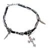 Trendy Cross Rhinestone Choker Necklace And Bracelet Set For Women Punk Style Gothic