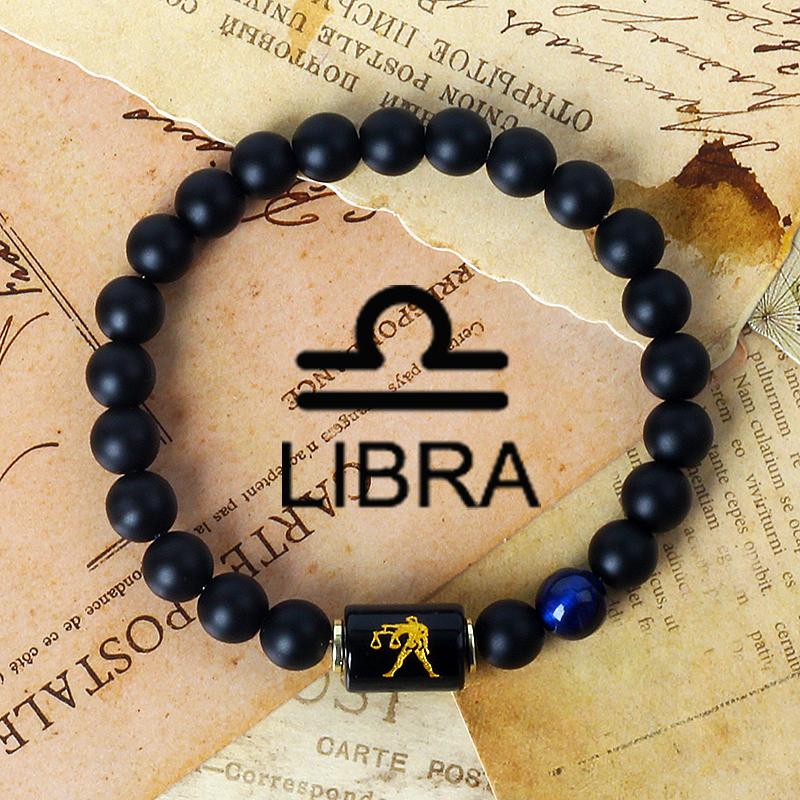 12 Constellation Zodiac Signs Bracelet Men Women Natural Tiger Eye Stone Beaded Couples Bracelets Scorpio Birthday Beads Jewelry
