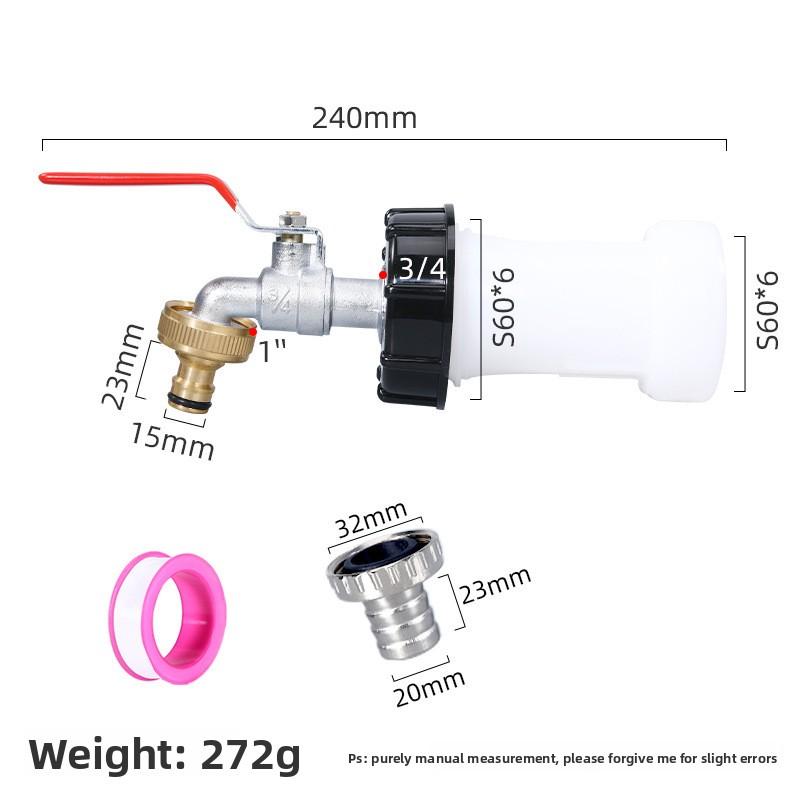 1 Stück Robuster IBC-Tankhahn-Adapter S60*6 Grobgewinde auf 1/2'' 3/4'' Anschluss Ersatzventil Garten Haus Ventilanschluss Wasserhahn