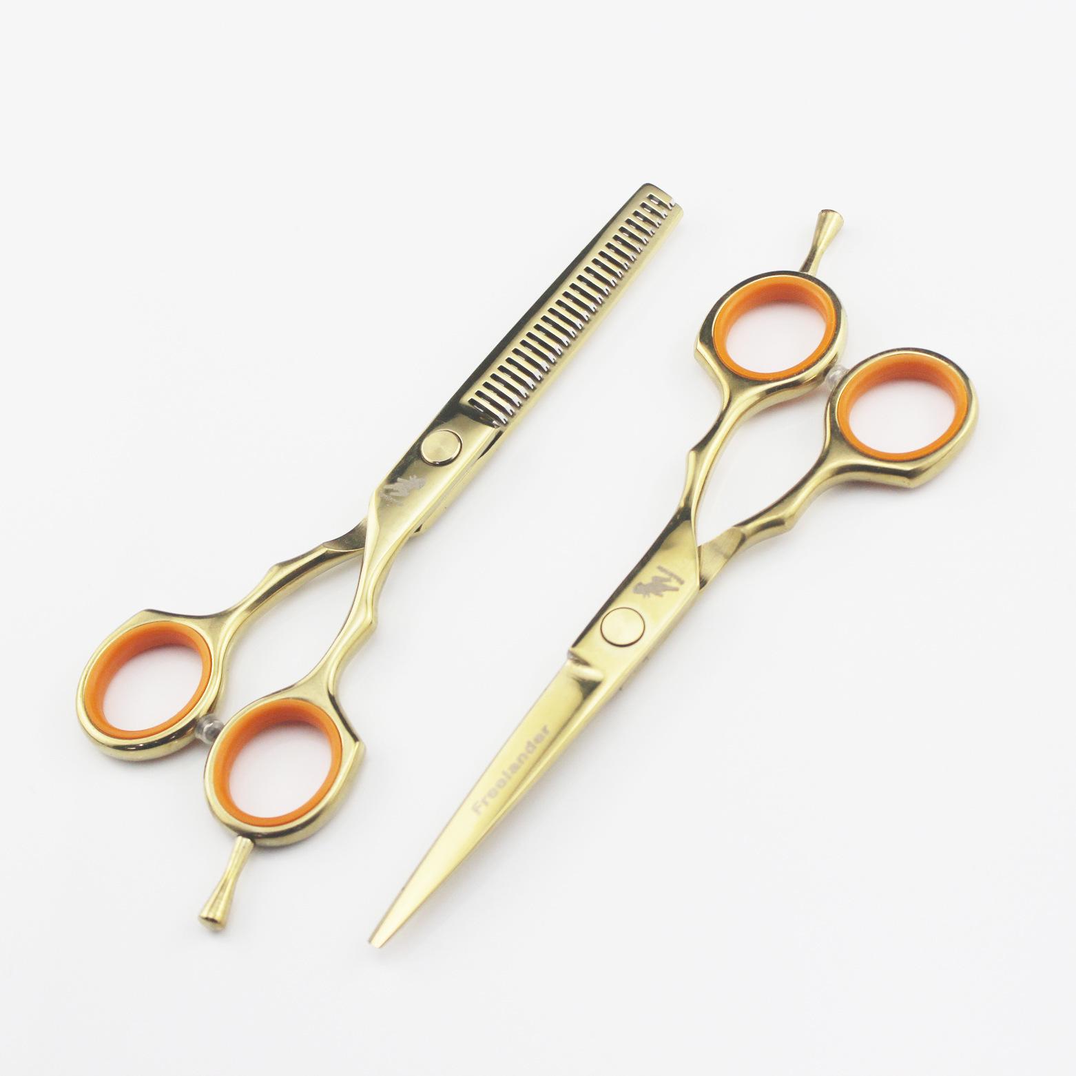 5.5 Gold Symmetrical Hairdressing Barber Scissors & Thinning Shears Gold Thinning Scissors