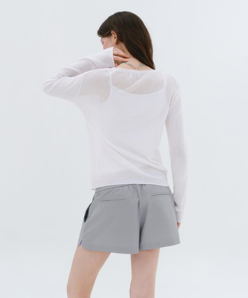MUSINSA STANDARD WOMAN Women'S Linen Blend Ribbed Sheer Knit [White]