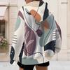 Women Plus Size Zip Up Long Sleeve Printed Hoodie With Drawstring And Pockets