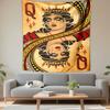 Queen of Hearts Tapestry Wall Hanging, Playing Card Pattern Vintage Art, Casino Wall Decor for Bedroom Living Room Dorm